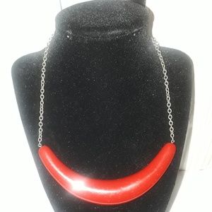 Red curved acrylic necklace